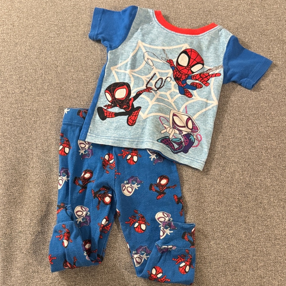 5/$15- Spider-Themed Kids Pajamas Set - Blue